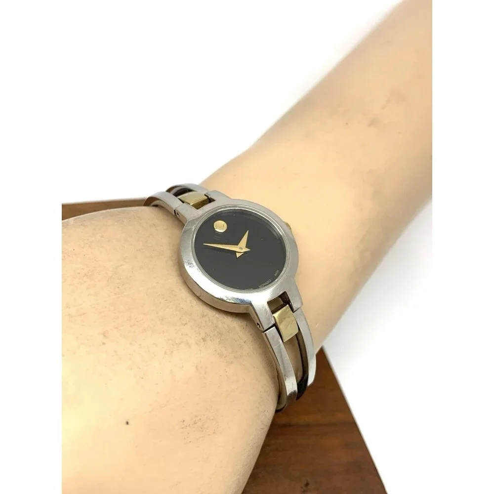 Movado Women's Watch 0606893 Amorosa Black Dial Swiss Quartz Two Tone Steel 24mm